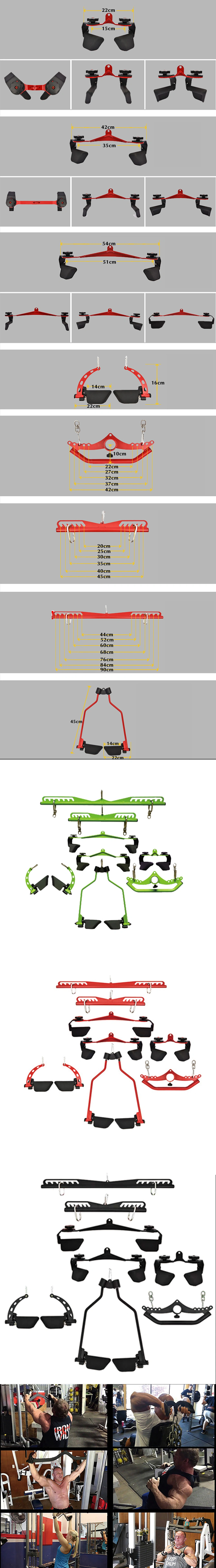 Home Used Commercial Fitness Gym Equipment Accessories 8 Pieces Combo Heavy Duty Grip Handles Lat Pulldown Bar for Cable Machine Attachment